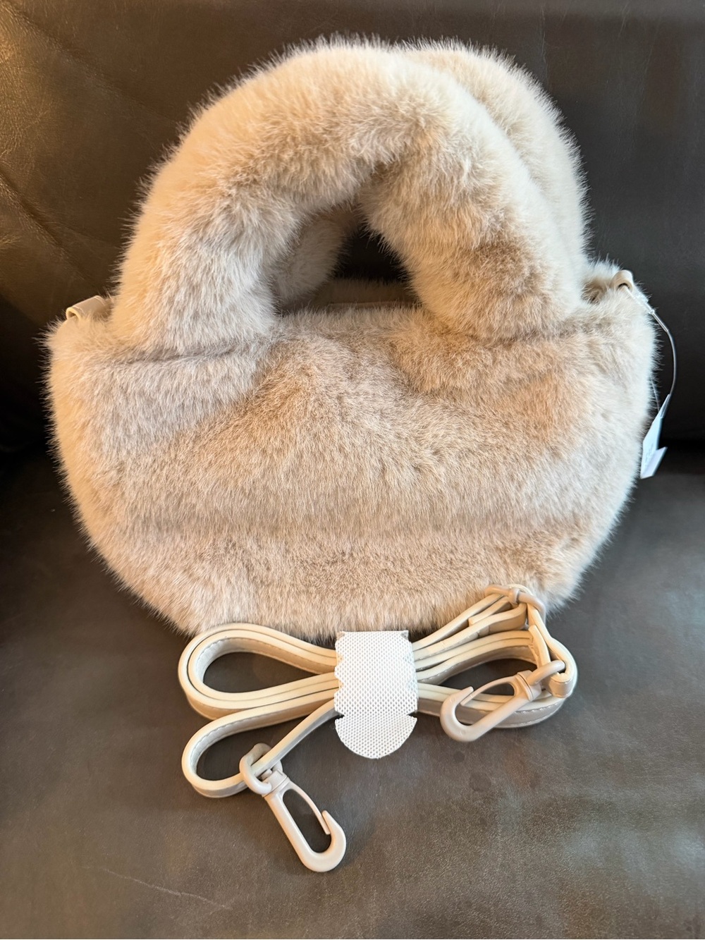 GAP Cream Faux Fur Mini Top-Handle Bag